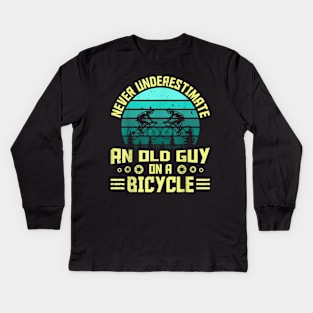 Never Underestimate A Old man With A Bicycle Kids Long Sleeve T-Shirt